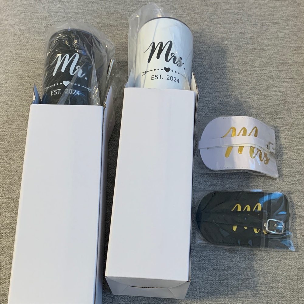 Mr. and Mrs. 2024 Tumblers Set & Luggage Tags